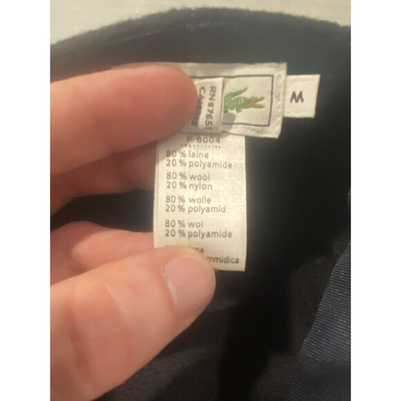 Lacoste Plain Beret Hat Cap Wool Blend Paperboy Unisex Size M Navy Blue FRANCE - Picture 8 of 8